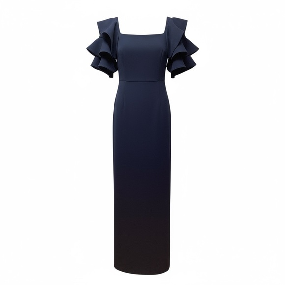 Badgley Mischka Dresses & Skirts - Badgley Mischka Origami Sleeve Maxi dress. Size 4. Navy
